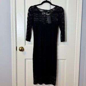 NWT Libre By GUESS Lined Black Lace Dress, S